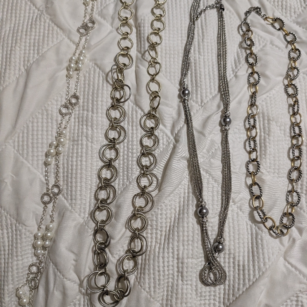Elegant Silver Tone Chain Necklace Lot